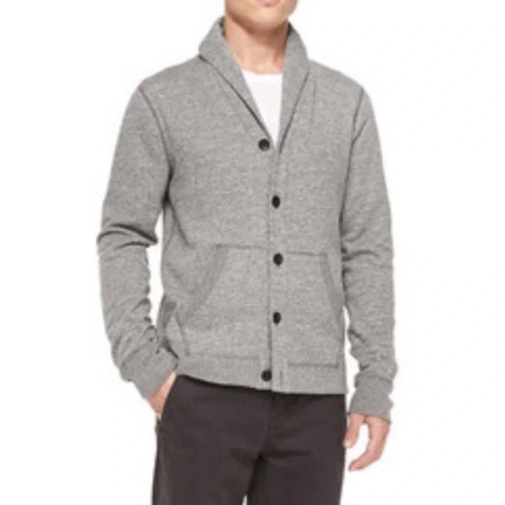 Rag & Bone Mens Shawl Collar Cardigan Medium Elbow Patches Preppy Old Money
